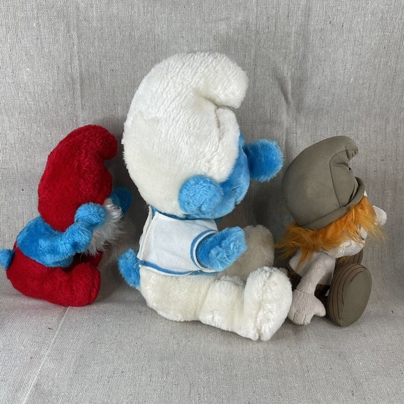 Smurf Plush Lot Papa Smurf 8” 1981 Hug Smurf 10” 1979 Hackus Smurf 9.5” 2013 - Picture 4 of 13